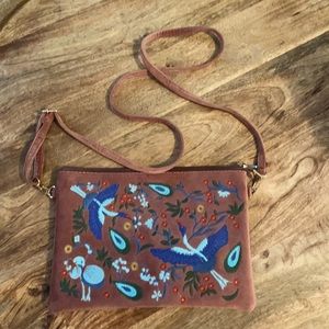 Dusty Rose Velvet Embroidered Purse